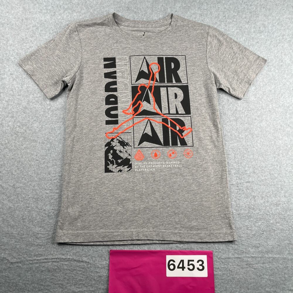 Youth Air Jordan Graphic Print T Shirt Gray Heather Size Large Basketball